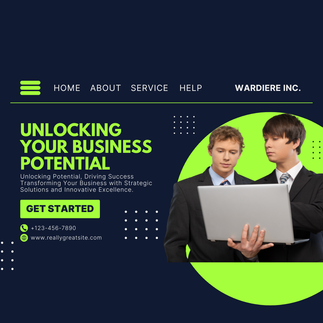 Dark Blue Green Modern Business Landing Page Desktop Prototype