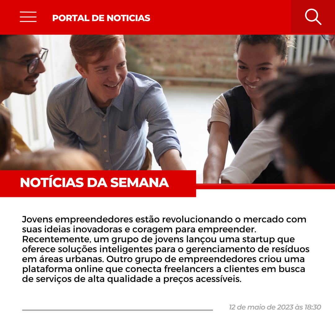 Notícias Da Semana Post Feed Para Instagram Vermelho E Branco